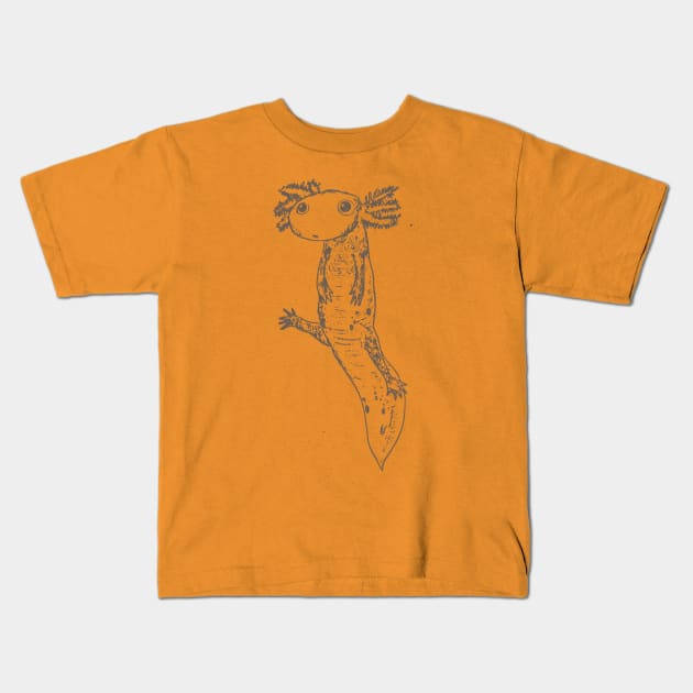 Axolotl - Brown Kids T-Shirt by TheOtherWillBailey